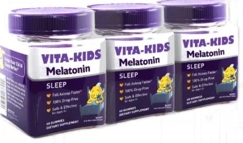 Vita-Kids Melatonin three-pack with shrink sleeve labels and tamper evident bands